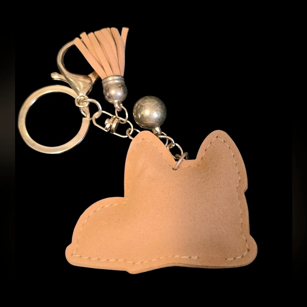 Cute Rhinestone Dog Bag Charm / Keychain with Tassel